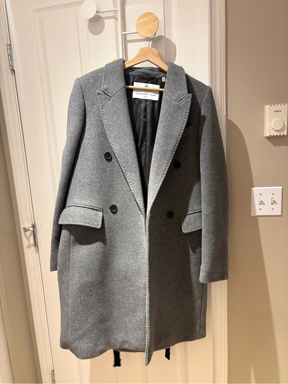 Aritzia Gray Double-Breasted Wool Pea Coat